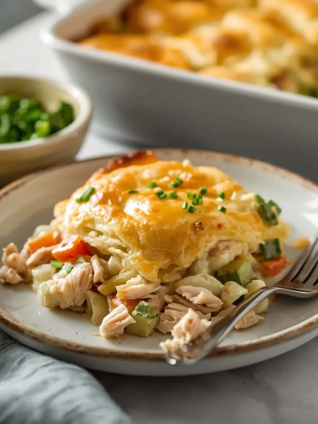 Easy Chicken Pot Pie Biscuit Casserole with Rotisserie Chicken