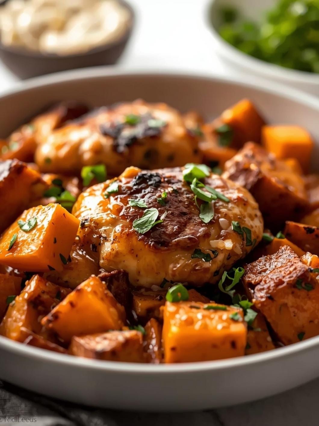 Easy Honey Garlic Chicken & Sweet Potato One-Pan Bake