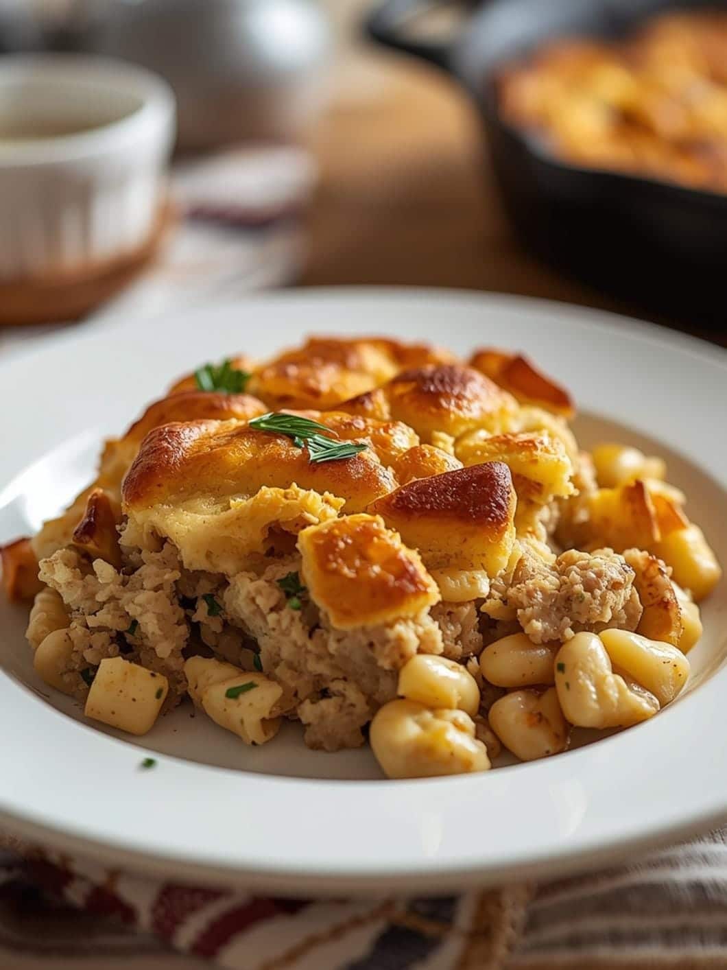 Easy Leftover Turkey Pot Pie Skillet with Stuffing Topping