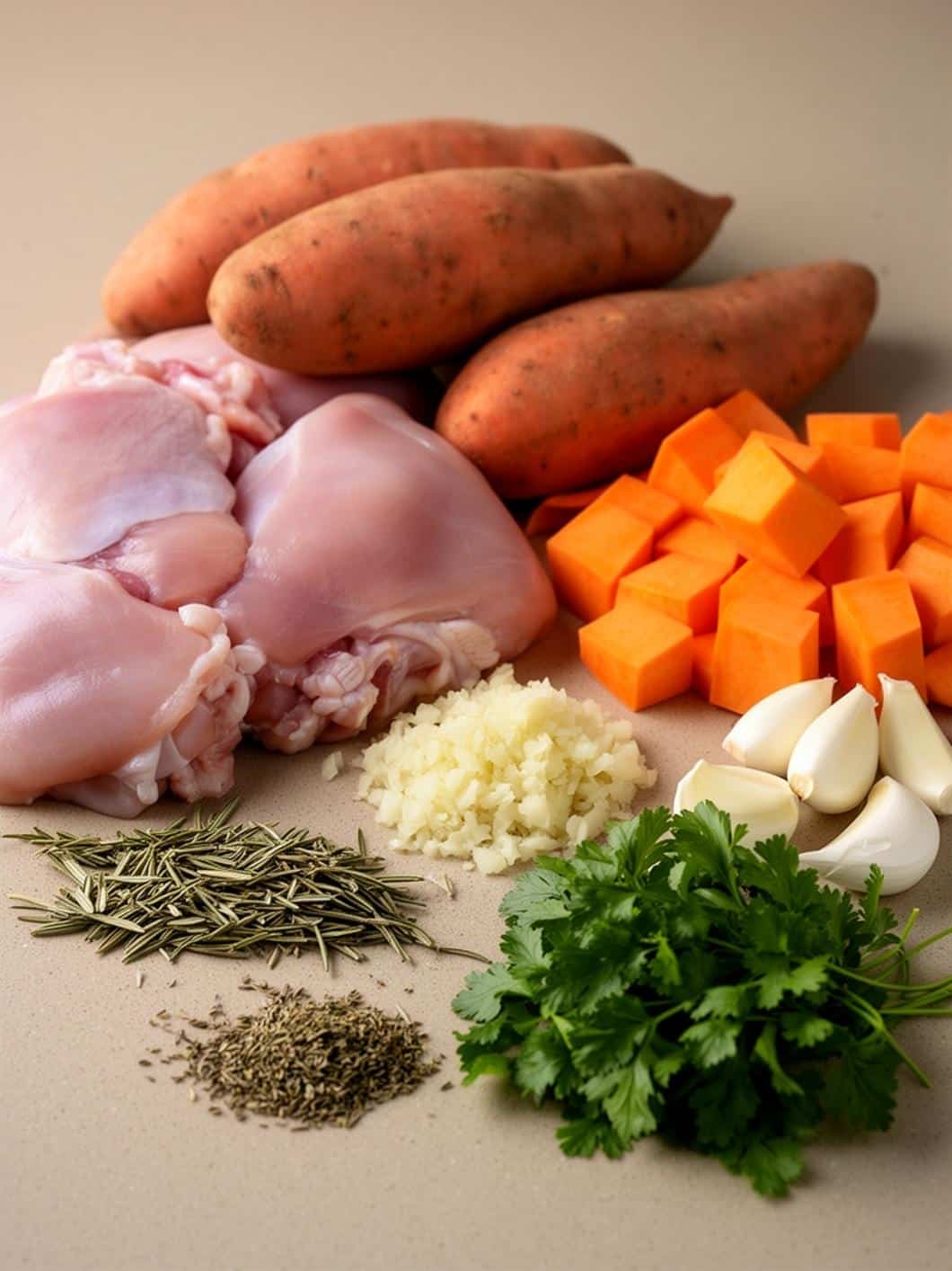 Garlic Herb Chicken & Sweet Potato Sheet Pan Dinner