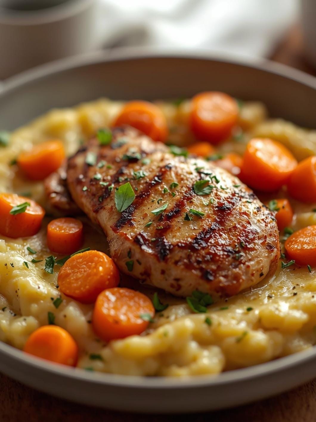 Garlic Herb Roasted Chicken & Carrots with Creamy Mash