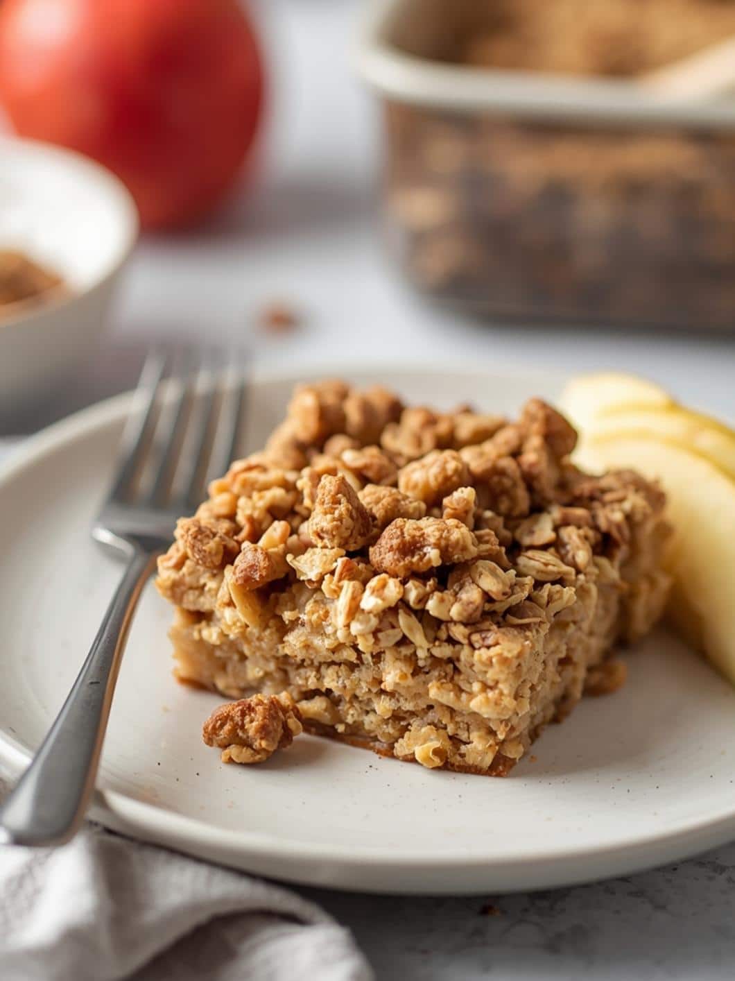 Healthy Apple Crisp Breakfast Oat Bake - Easy & Delicious Oatmeal Cake Recipe