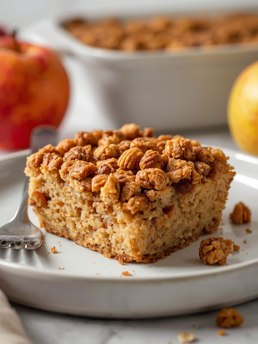 Healthy Apple Crisp Breakfast Oat Bake - Easy & Delicious Oatmeal Cake Recipe