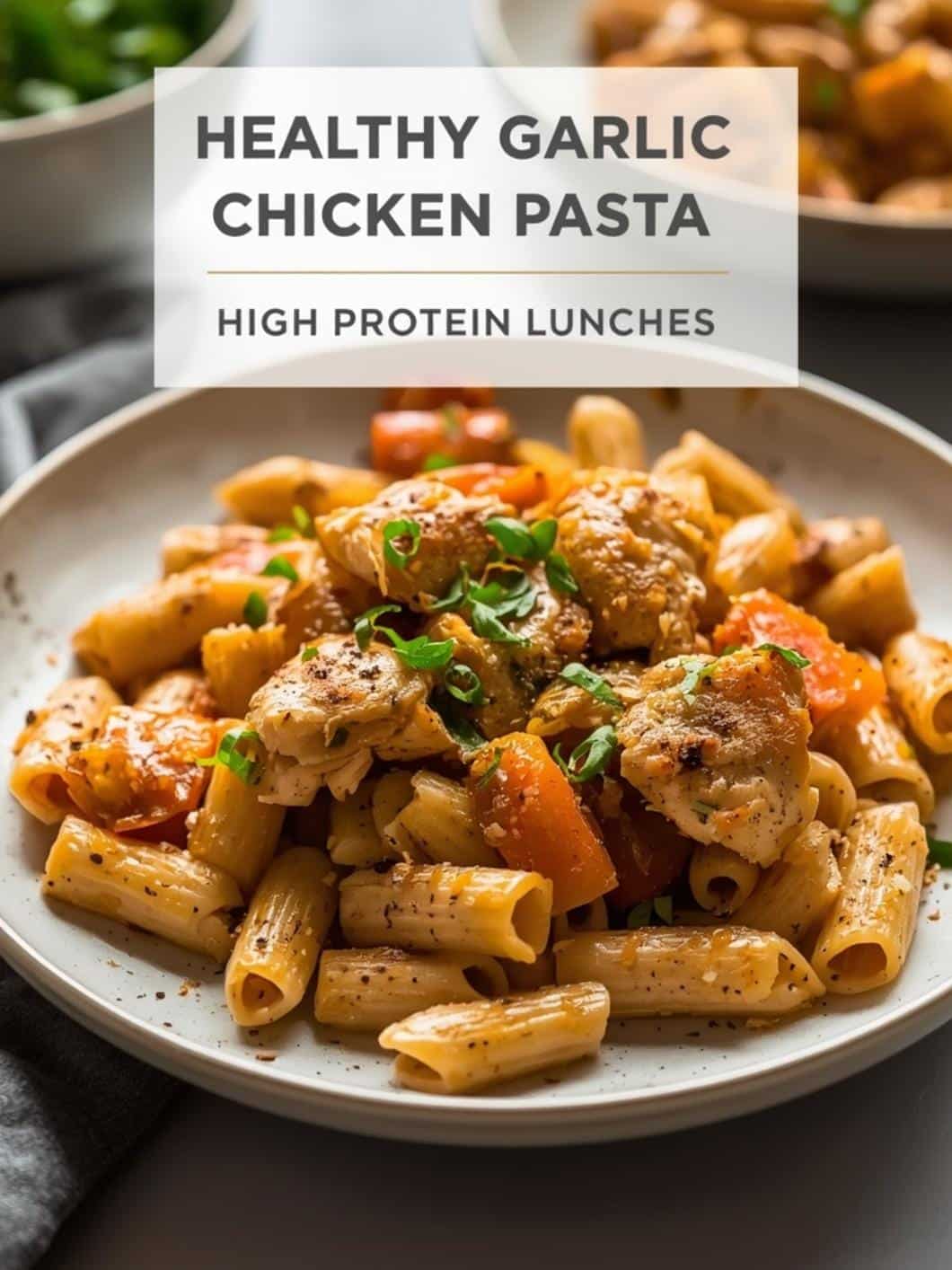 Healthy Garlic Chicken Pasta Meal Prep for High Protein Lunches