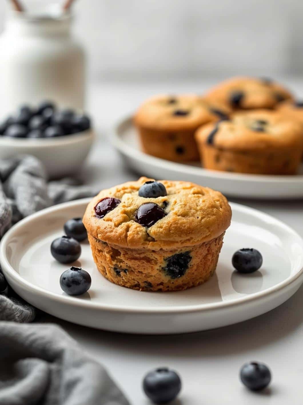 High-Protein Blueberry Yogurt Muffins with Almond Flour