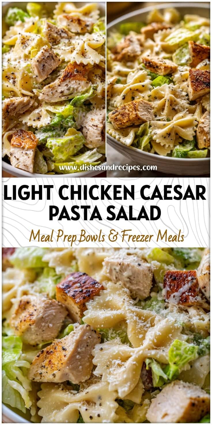 Light Chicken Caesar Pasta Salad with Homemade Dressing