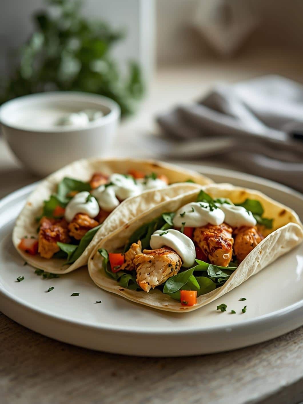 Mediterranean Chicken Wraps with Tzatziki Sauce