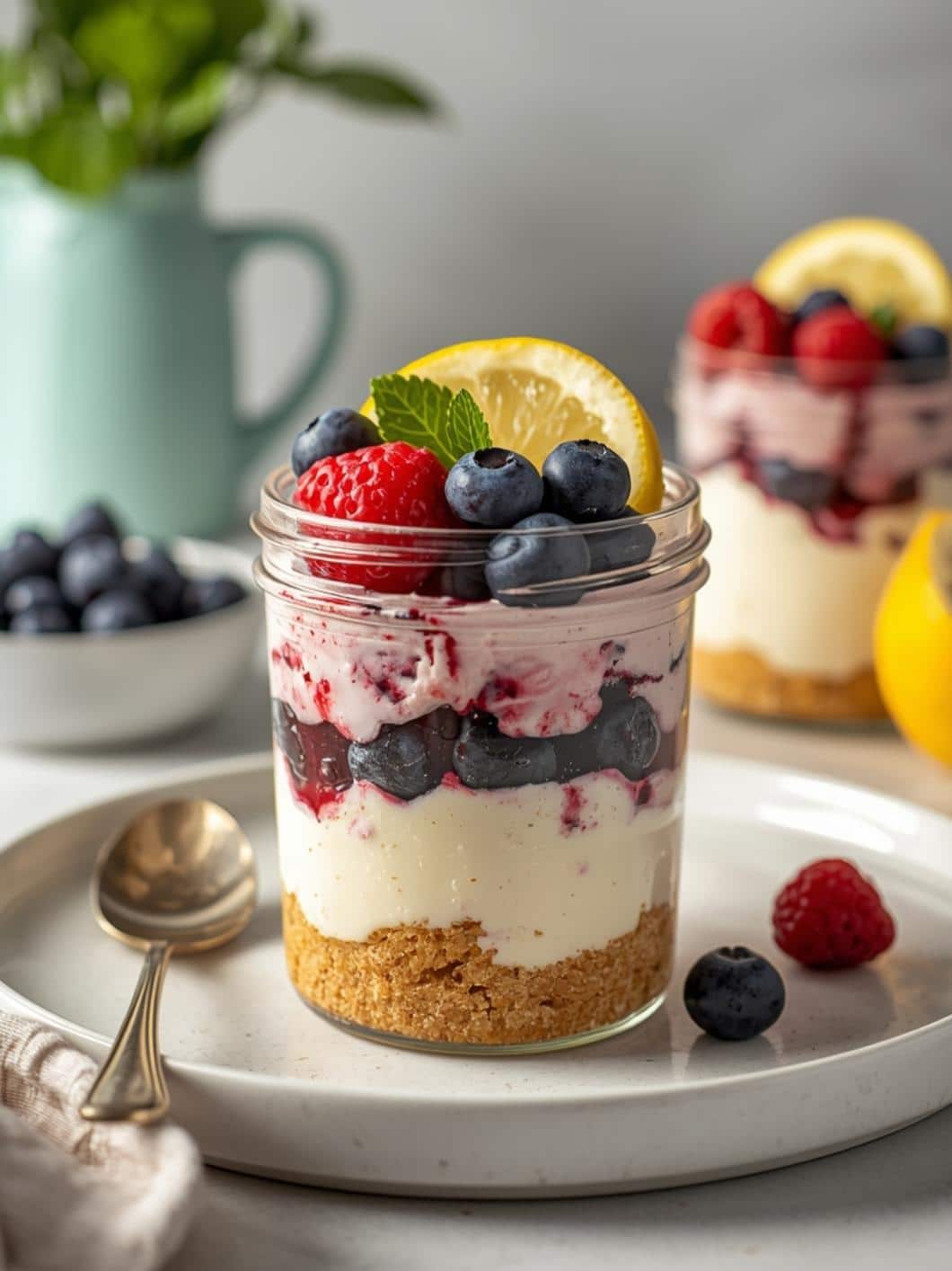 No-Bake Lemon Berry Cheesecake Jars: Easy Summer Dessert
