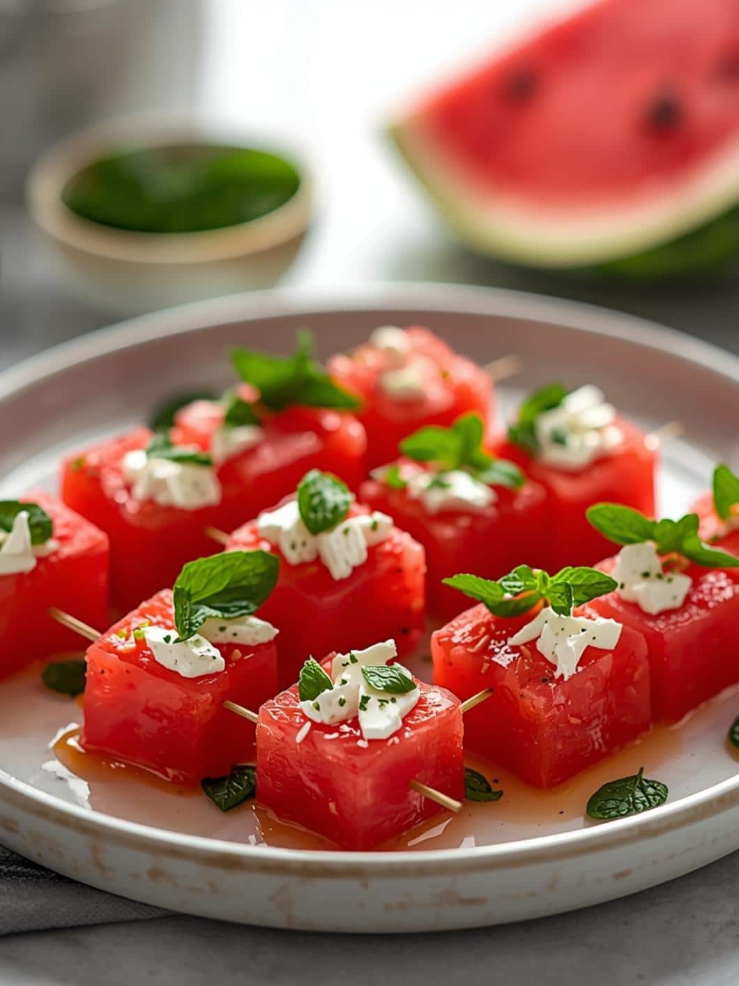 Refreshing Watermelon Feta & Mint Skewers - Easy Summer Appetizer Idea!