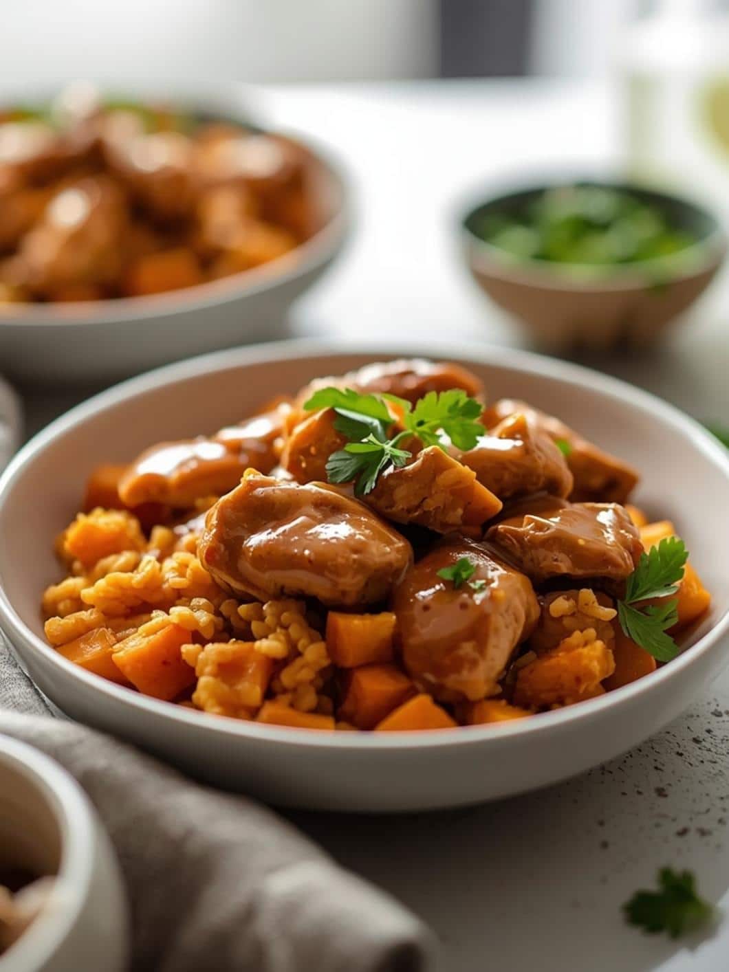Slow Cooker Chicken & Sweet Potato Power Bowls with Creamy Chipotle Sauce