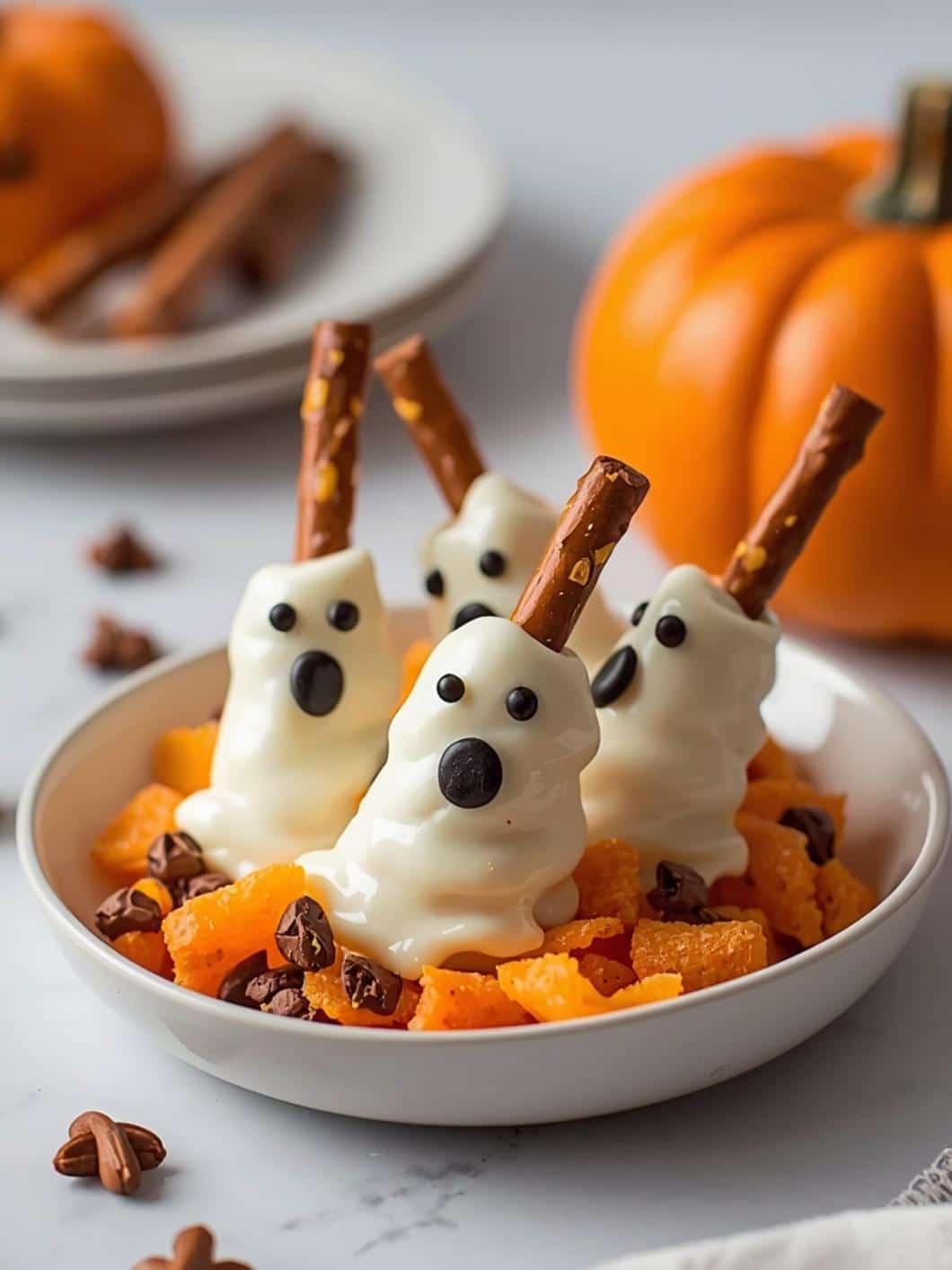 Spooky Ghost Pretzel Rods: Easy Halloween Treat Idea
