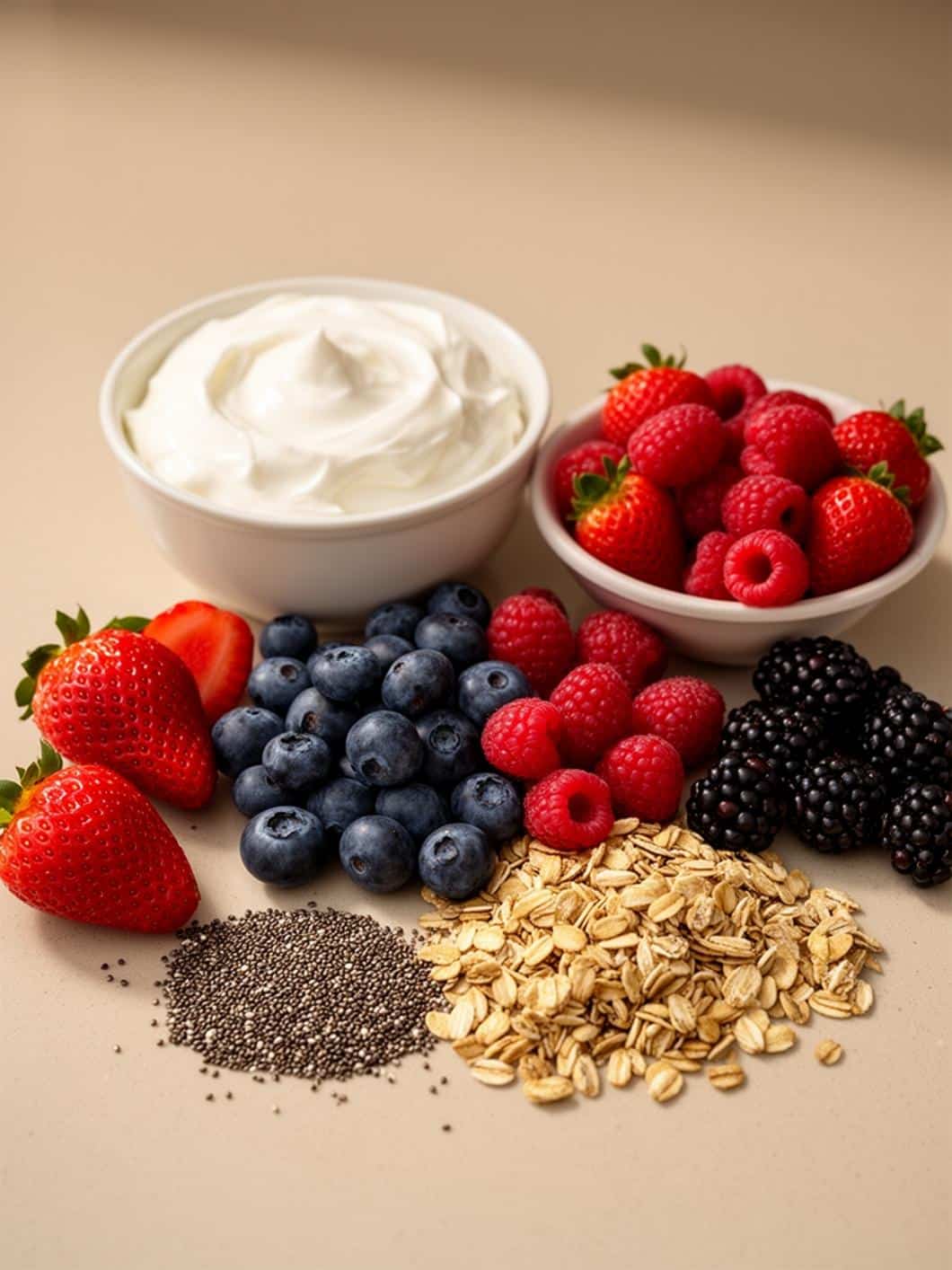 Spring Berry Yogurt Parfaits with Granola & Chia Seeds