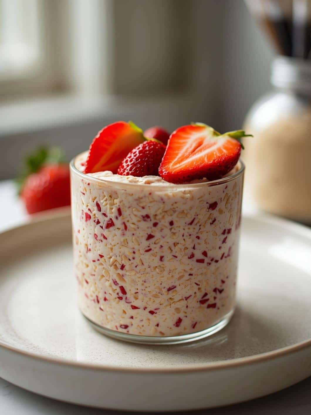 Strawberry Vanilla Protein Overnight Oats: Easy & Healthy Sweet Snack