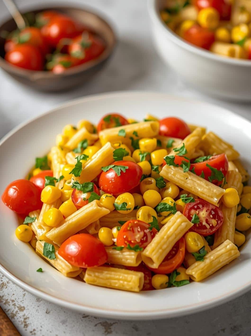 Sweet Corn & Tomato Pasta Salad for Summer Gatherings