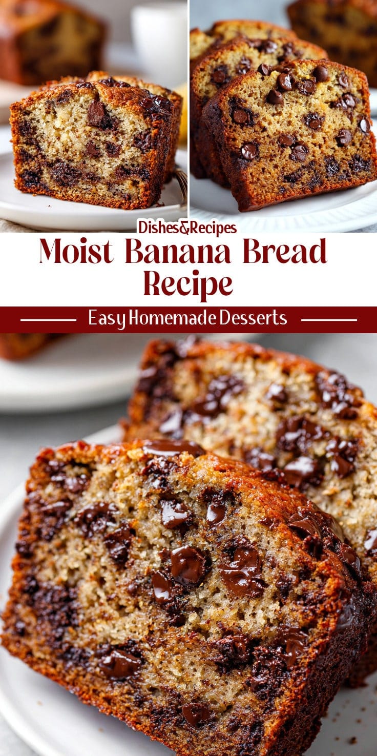 Moist Chocolate Chip Banana Bread (Bakery Style)